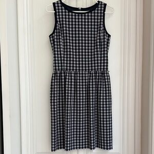 Brooks Brothers Navy and blue-tinted gray Checkered Midi Dress